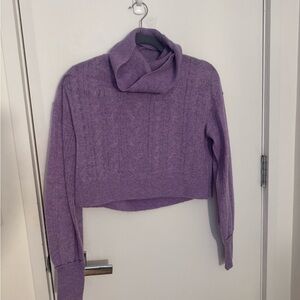 Elegant Lavender Cowl Neck Sweater